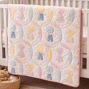 Handmade Patchwork Cradle Quilt | Vintage Nursery Baby Blanket